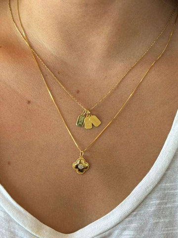 Custom 3 bar necklace 14k solid gold