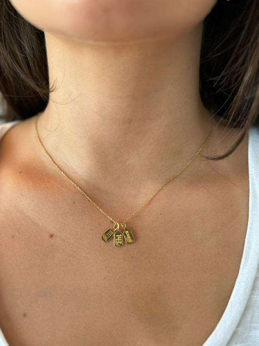 Custom 3 bar necklace 14k solid gold