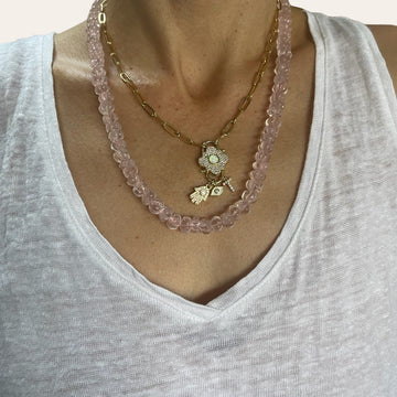 Stunning ROSE QUARTZ Hand-Carved Necklace
