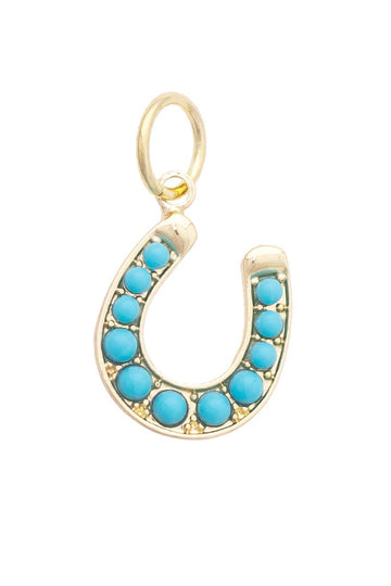 Studded Horseshoe Charm in Turquoise