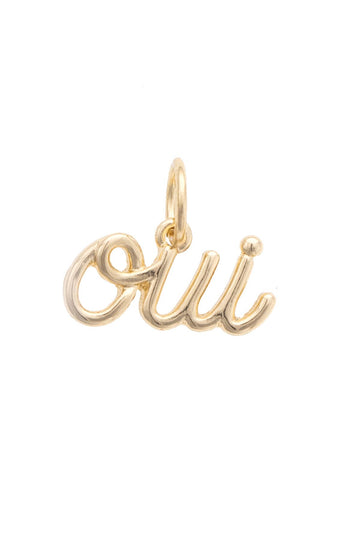 Cursive Qui Charm in Shiny Gold