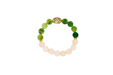 Double Happiness: Peridot + Peach Moonstone 10mm