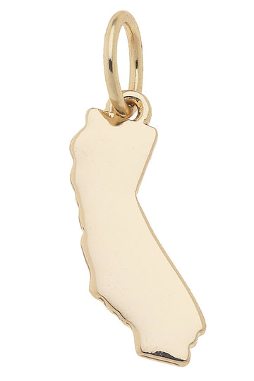 California Shaped State Charm in Shiny Gold