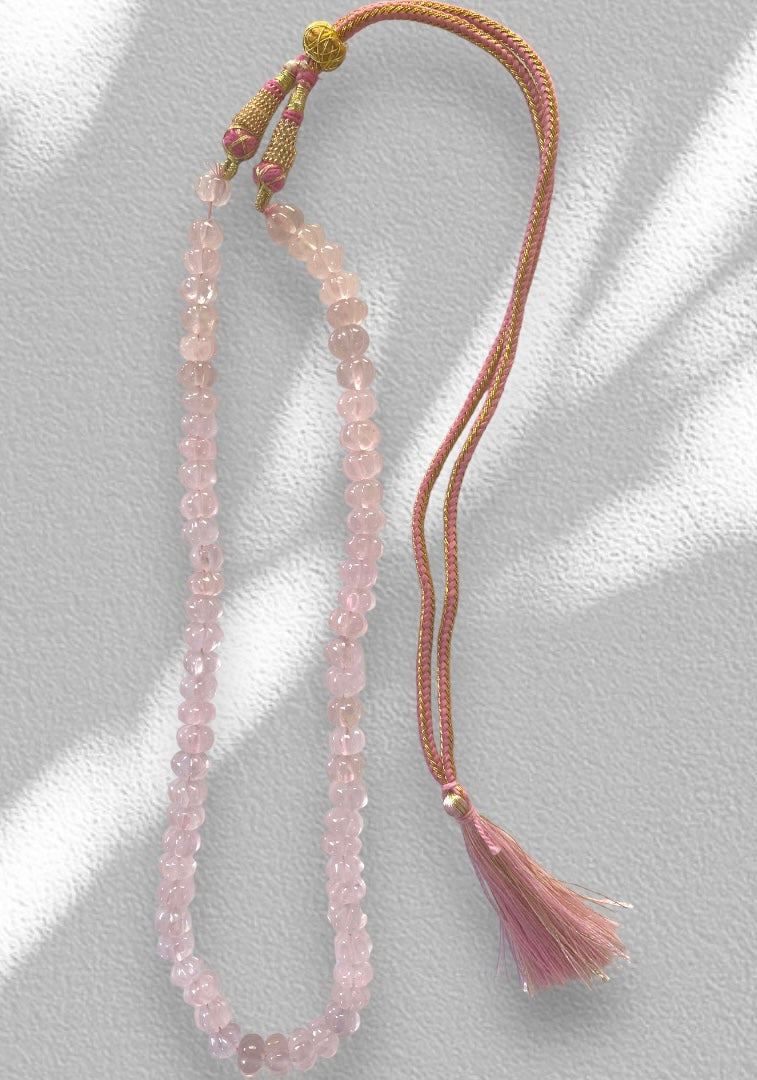 Stunning ROSE QUARTZ Hand-Carved Necklace