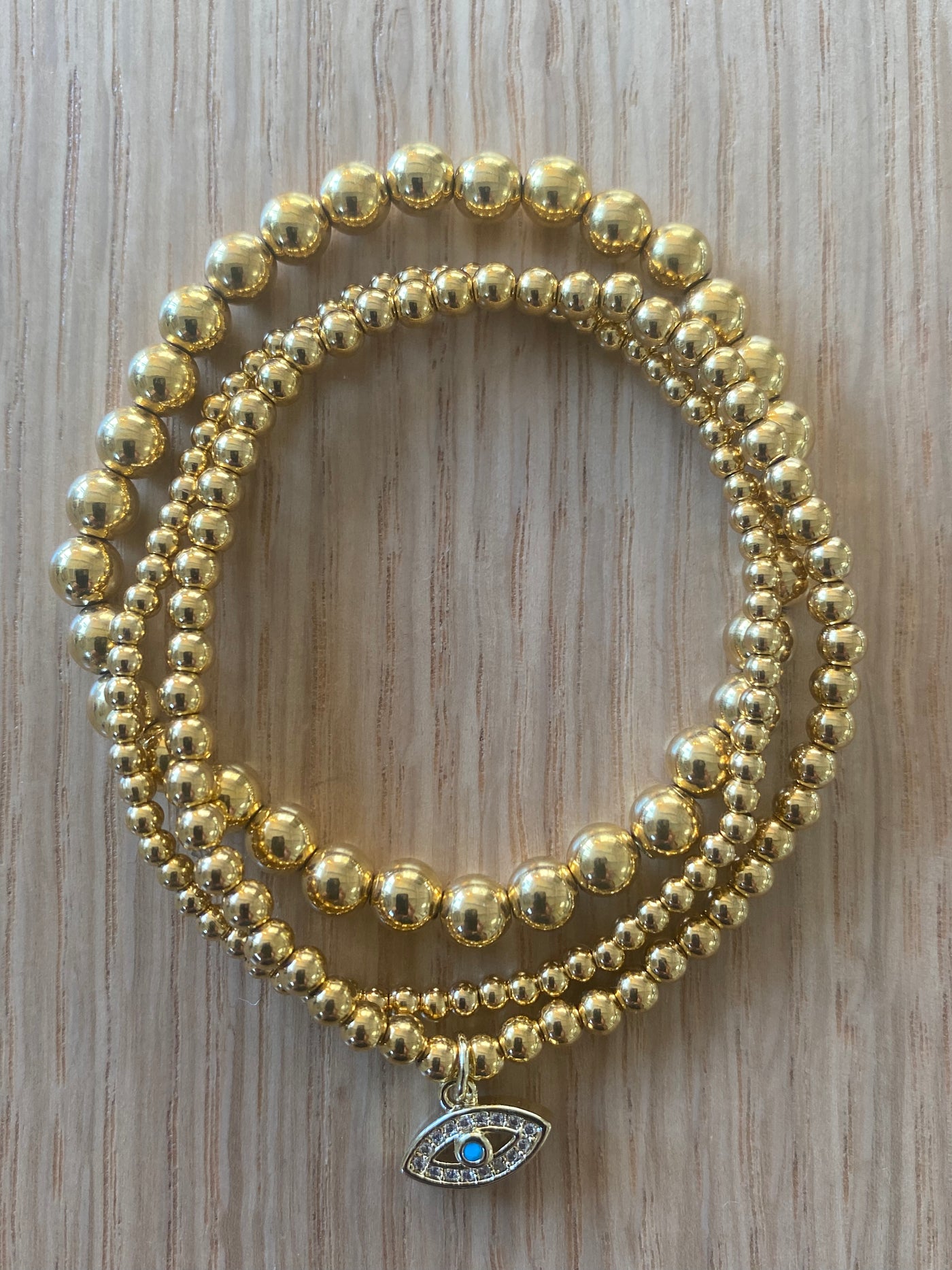 Set of 3 - 18kt gold-filled //tarnish-free// bead bracelets